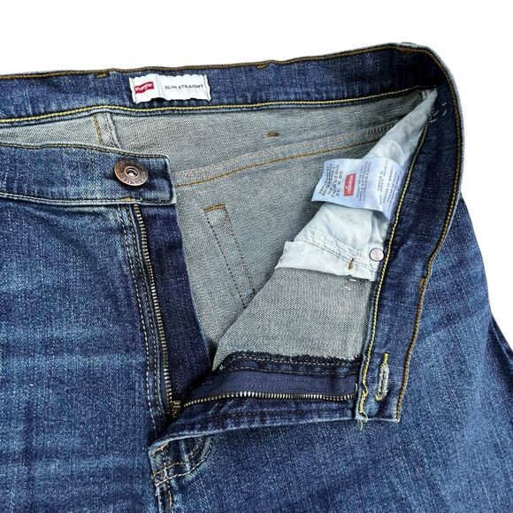 Wrangler Jeans Mens 38x32 (Fits 38x33) Blue Denim Slim Straight Western Cowboy - Picture 5 of 13